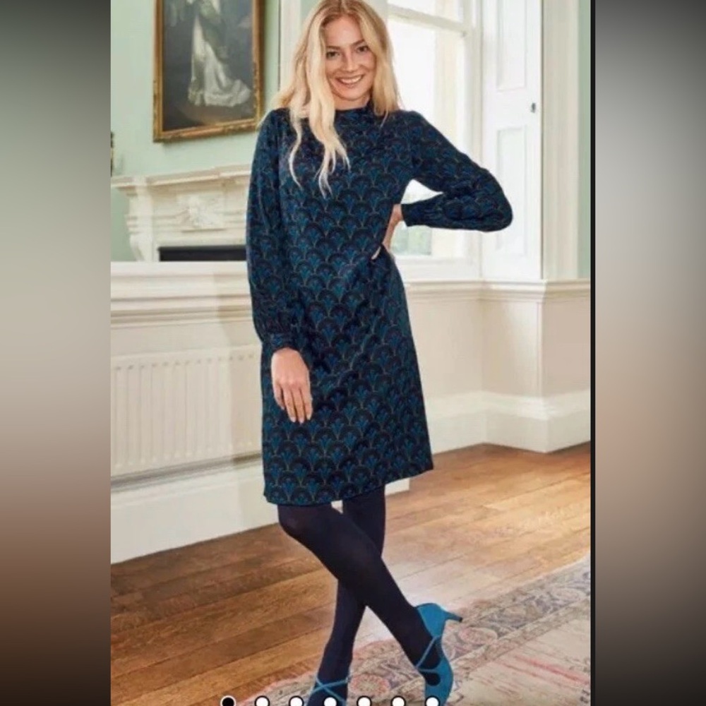 Boden Cristobel retro print shift dress 8L